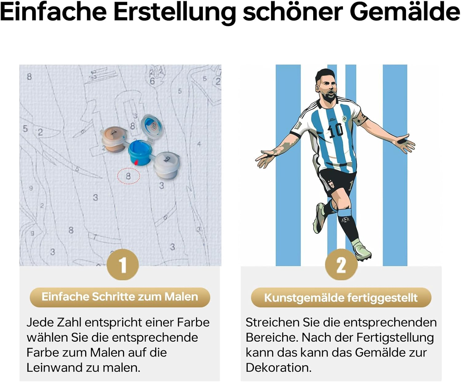 QDUODUO Football Painting by Numbers with Frame for Adults Beginners and Children from 6 Years, LM10 Football Paint by Numbers with Canvas Brushes Acrylic Pigment, 20 X 20 Cm Small DIY Hand-Painted - Cartoon Paint By Numbers Set Of 2 image number 3