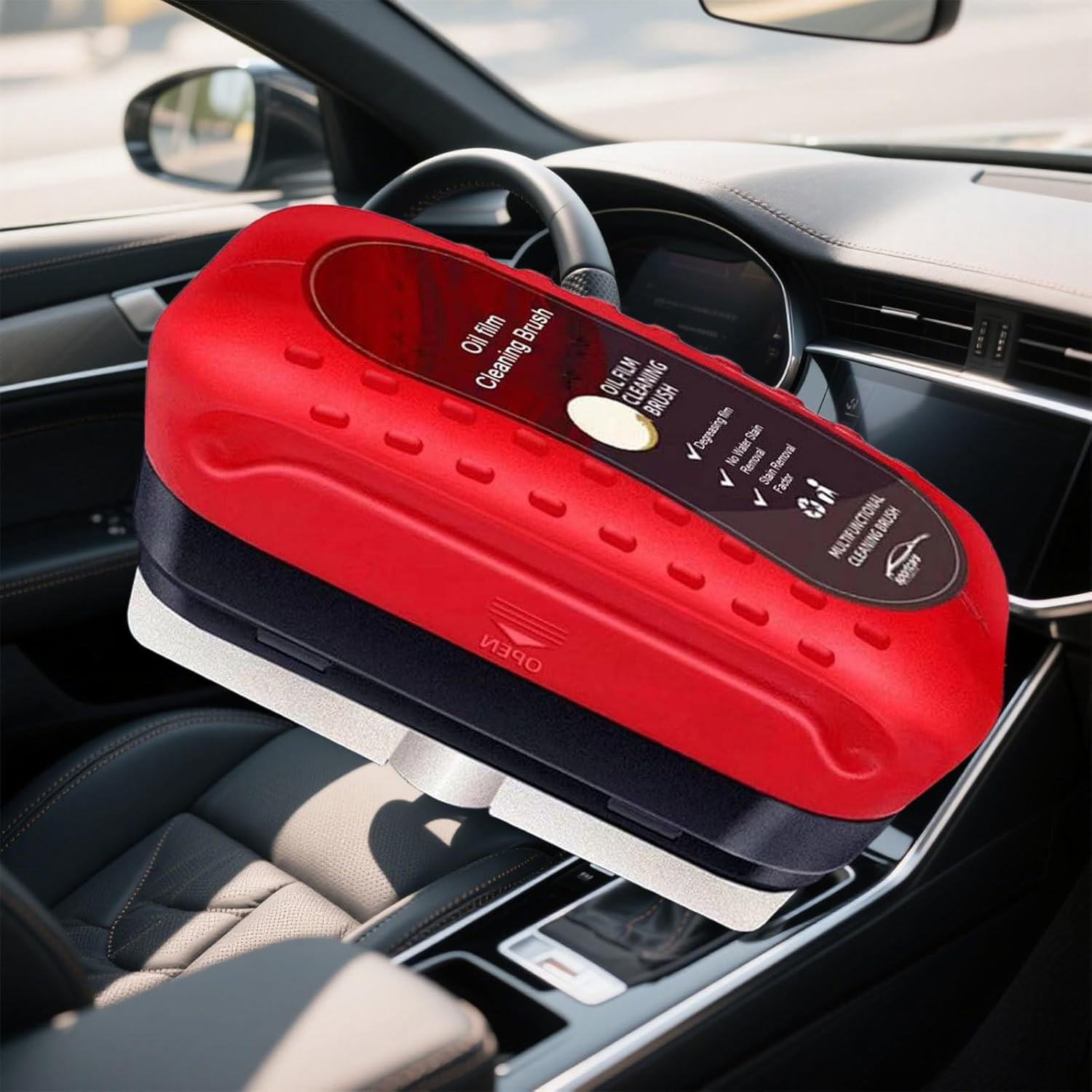 2Pcs Clear Vision Windscreen Cleaner, Upgraded Automotive Oil Film Cleaning Brush with Brush, Reusable Car Window Cleaner, Powerful Removal and Anti-Rain and Anti-Fog Cleaning Board Brush