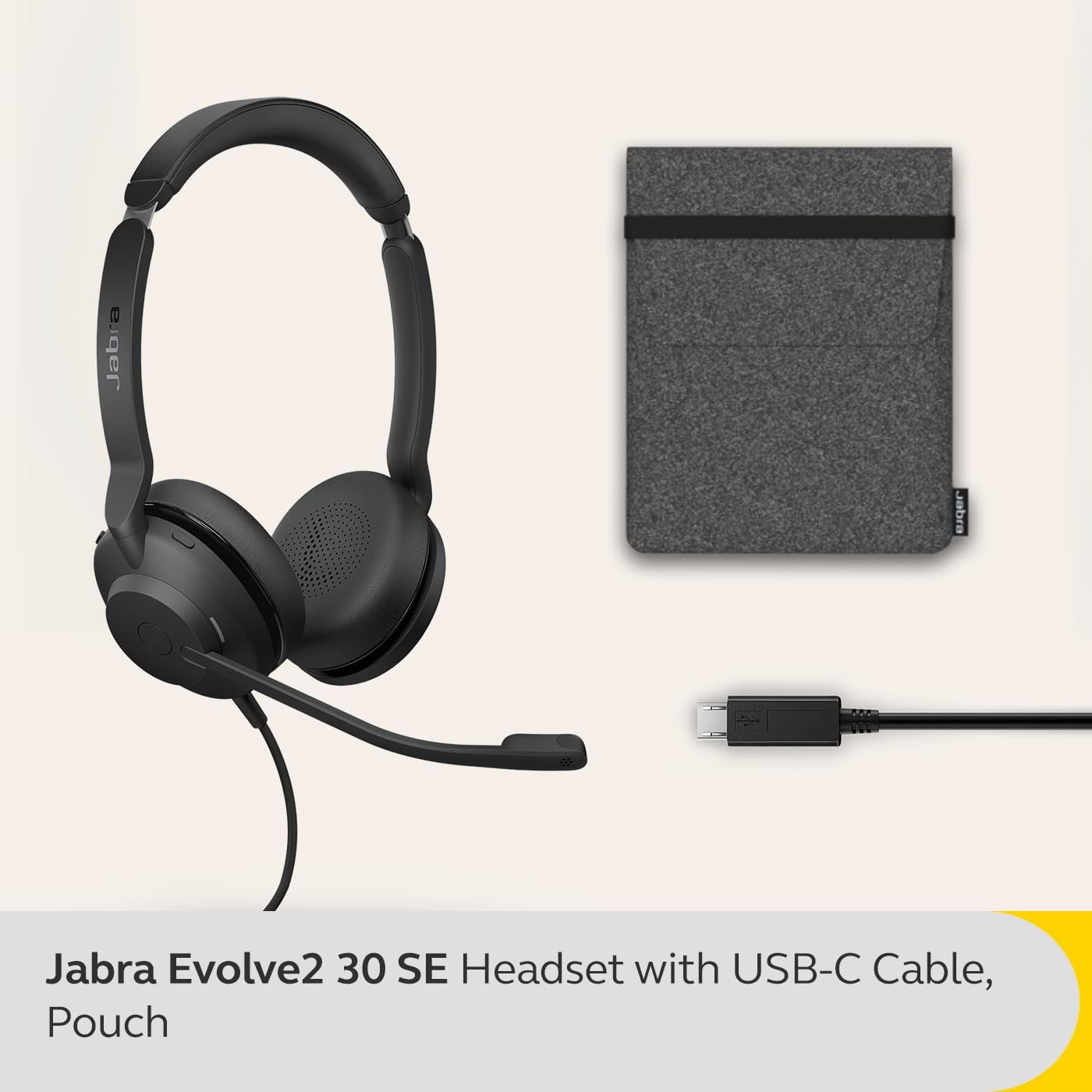 Jabra Evolve2 30 SE Wired Stereo Headset - Advanced ANC in Microphone - Noise Cancelling - Headphones with Mic - on Ear Professional Audio - Dual Mic'S - UC Certified - Latest USB C 4 PC & Mac image number 2