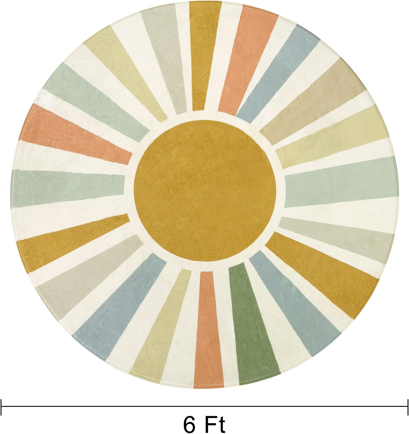 STARUIA Boho Sun round Area Rug, 6'X6', Monet, Living Room, Nursery, Playroom, Non-Slip, Washable image number 3