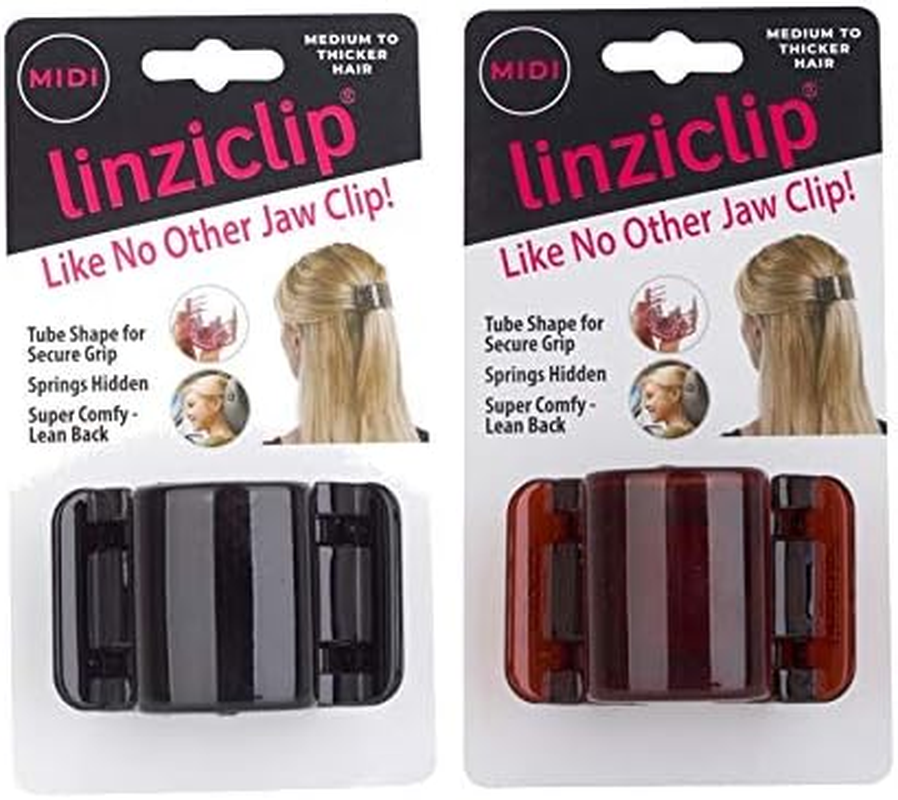 Allure Style Accessories Linziclip Midi 2-Pack, Black and Tortoiseshell, Modern Unisex Hair Clip, 2 Count, 2.25''W X 1.5''H X 1.5''D image number 4