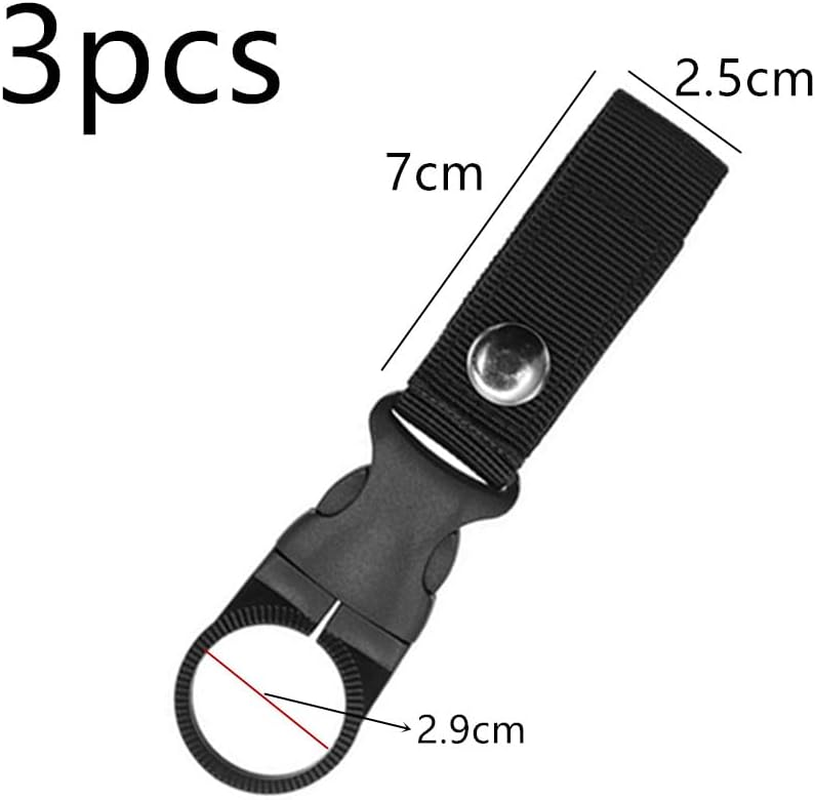 3 PCS Hanging Bottle Buckle Clip Carabiner,Water Bottle Clips,Mineral Water Bottle Clip,Portable Mineral Water Bottle Ring Holder Keychain Belt Webbing Strap for Outdoor Camping Hiking Traveling image number 3