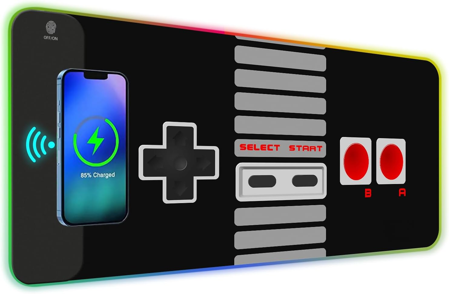 Tolulu RGB Gaming Wireless Charging Mouse Pad, 7.5/10/15W 10 Light Modes LED Mouse Pad Computer Keyboard Mat Mousepad, 800X300X4Mm Extended Large Desk Mat for Gaming, Macbook, Laptop, PC, Human Brain