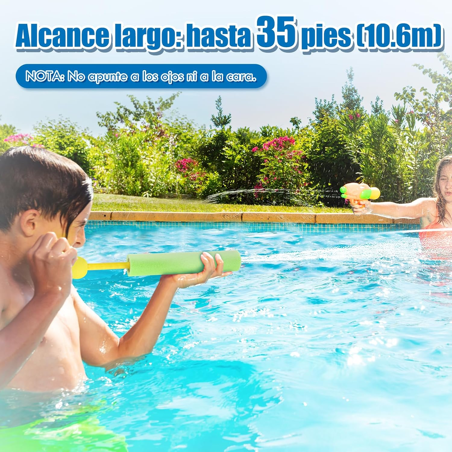 Lehoo Castle Water Guns for Kids, Pack of 12 Foam Squirt Guns, 30 Ft Range Pool Water Squirts, Foam Water Gun Blaster for Swimming Pool Beach, Outdoor Water Toys for Toddlers Kids