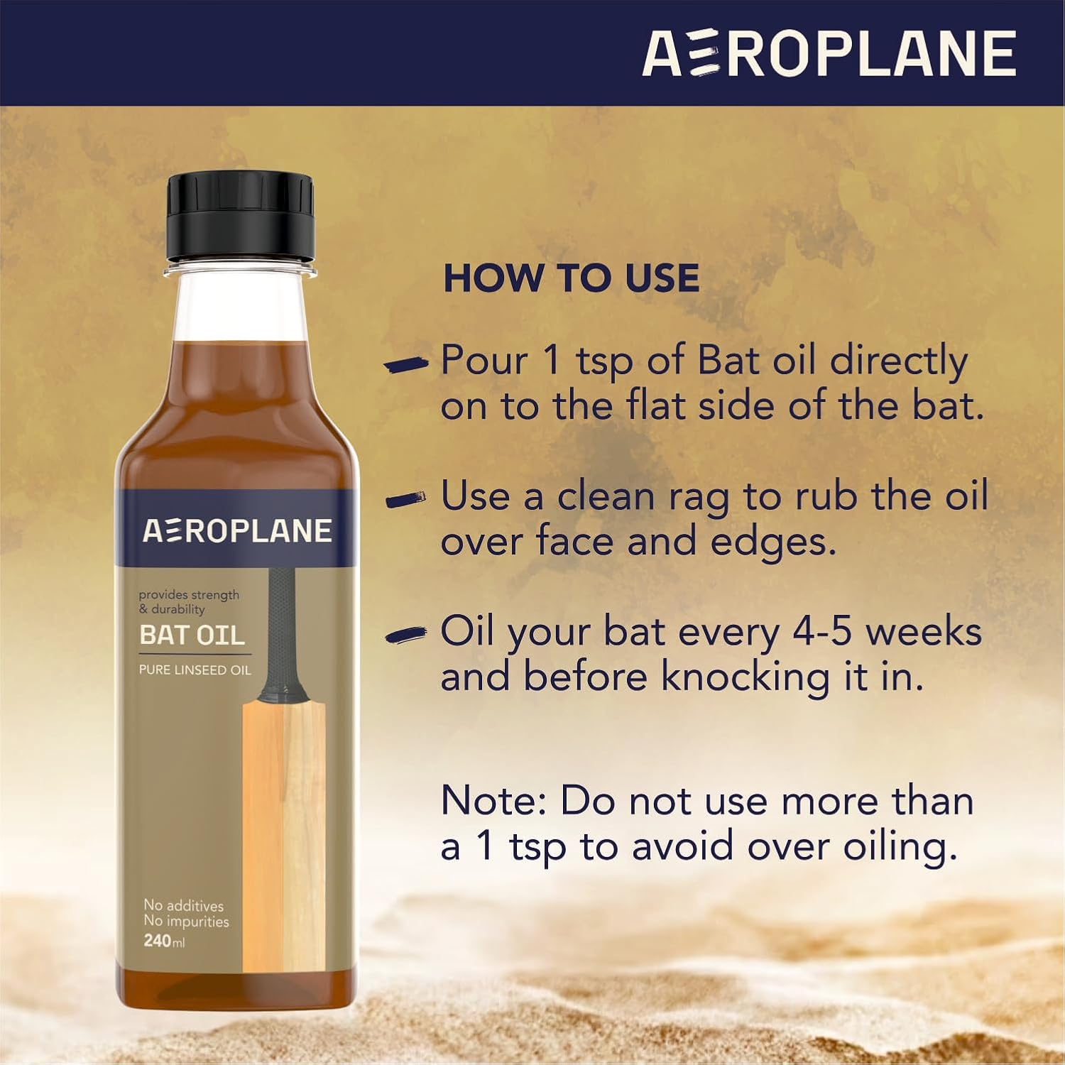 Aeroplane - Bat Oil - Used to Protect, Increase Durability and Strengthen Cricket Bat image number 3