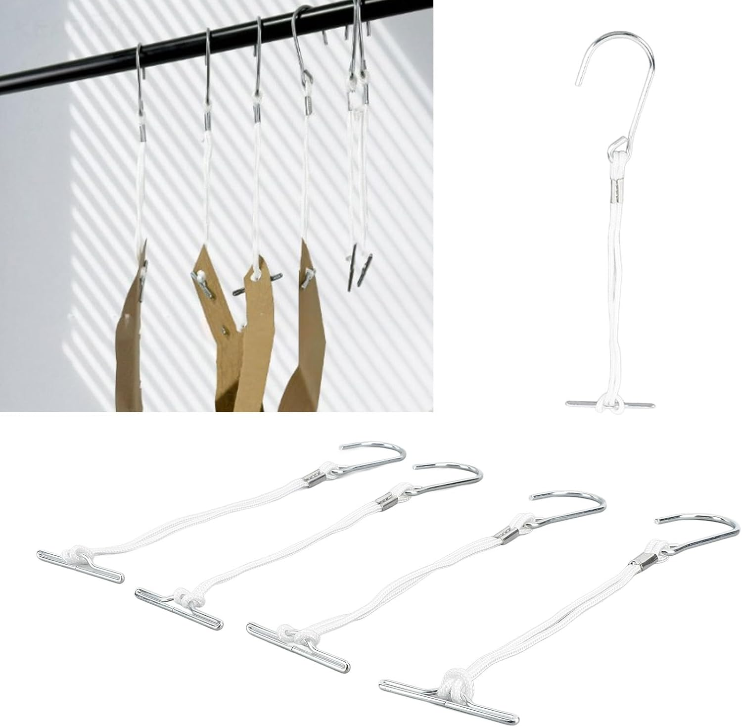 Omabeta 20PCS Sewing Pattern Hanging Hooks with 260-280Mm/10.24-11.02In Rope for Patterns Designerstailors, Metal Hanger, Efficient Storage, Made of Galvanized Steel for Kraft Paper Patterns image number 1