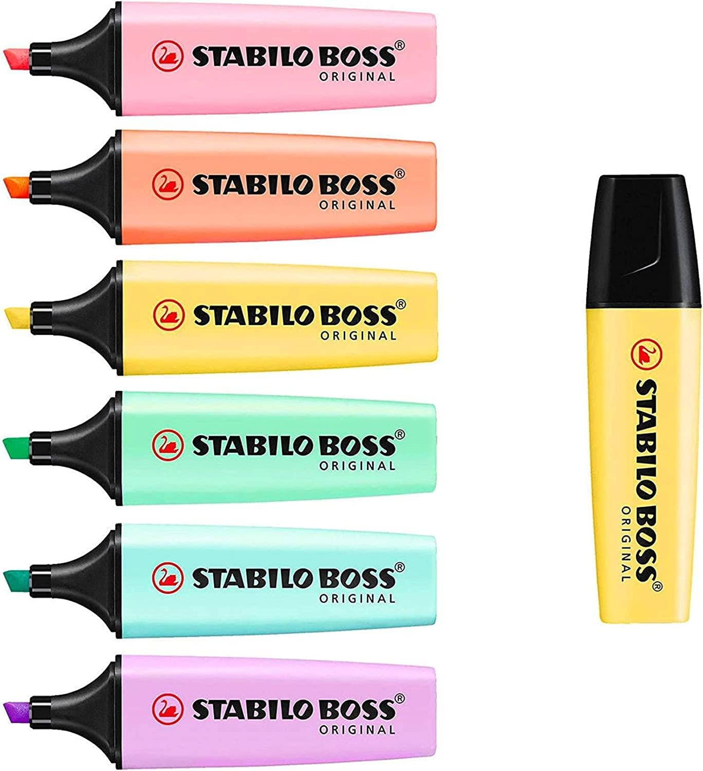 STABILO BOSS Original Pastel Highlighter Pens Highlighter Markers - Bumper Pack of 7 image number 5