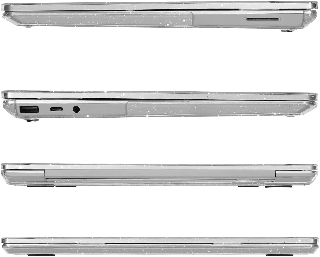 MOSISO Case Only Compatible with Microsoft Surface Laptop Go 3/2/1 12.4 Inch 2023-2020 Release (Models: 2013 & 1943), Protective Glitter Sparkly Plastic Hard Shell Case Cover, Transparent image number 4