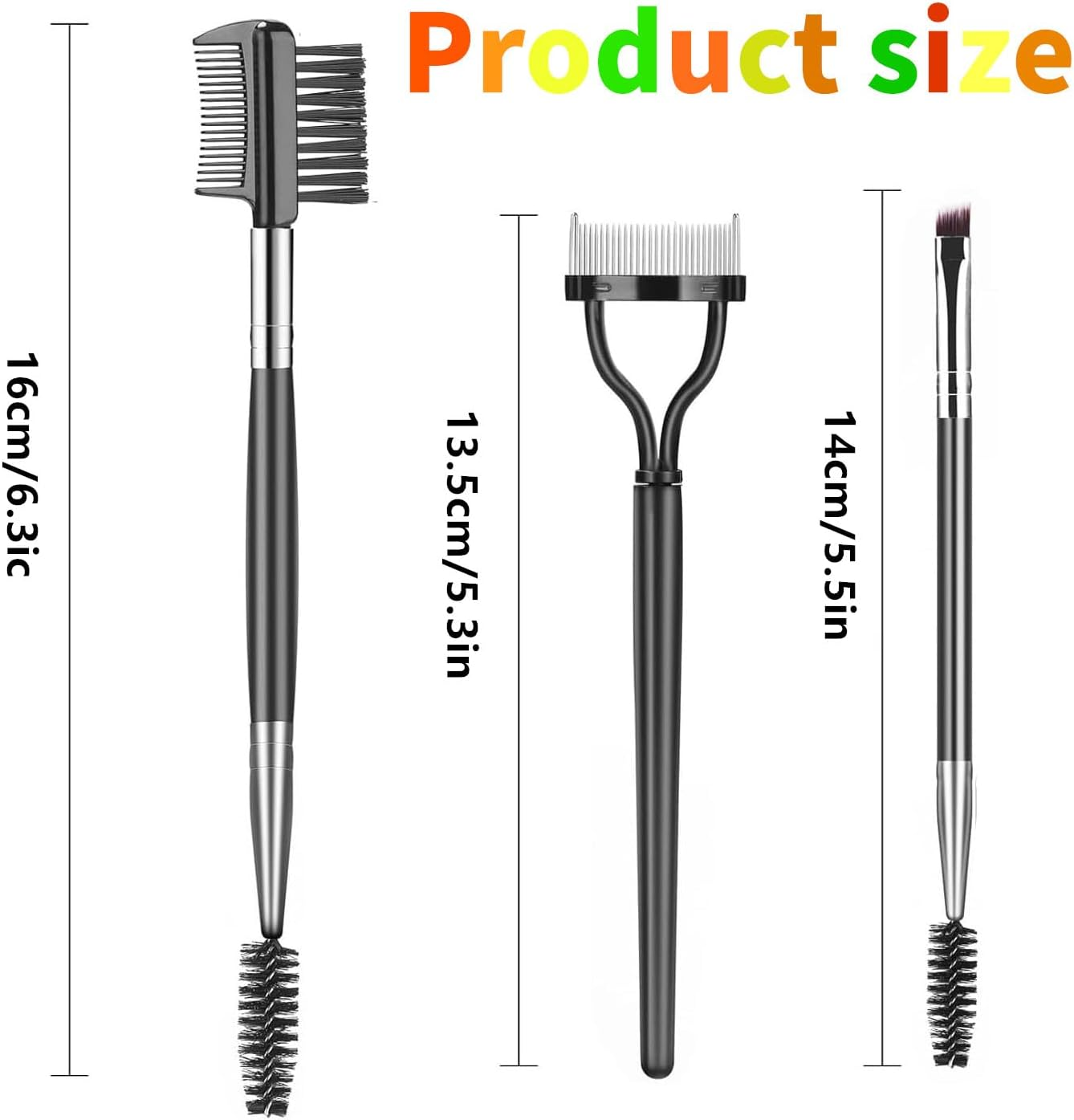 3 Pcs Eyebrow Brush Eyelash Separator Brow Comb & Lash Professional Eye Makeup Tools image number 1