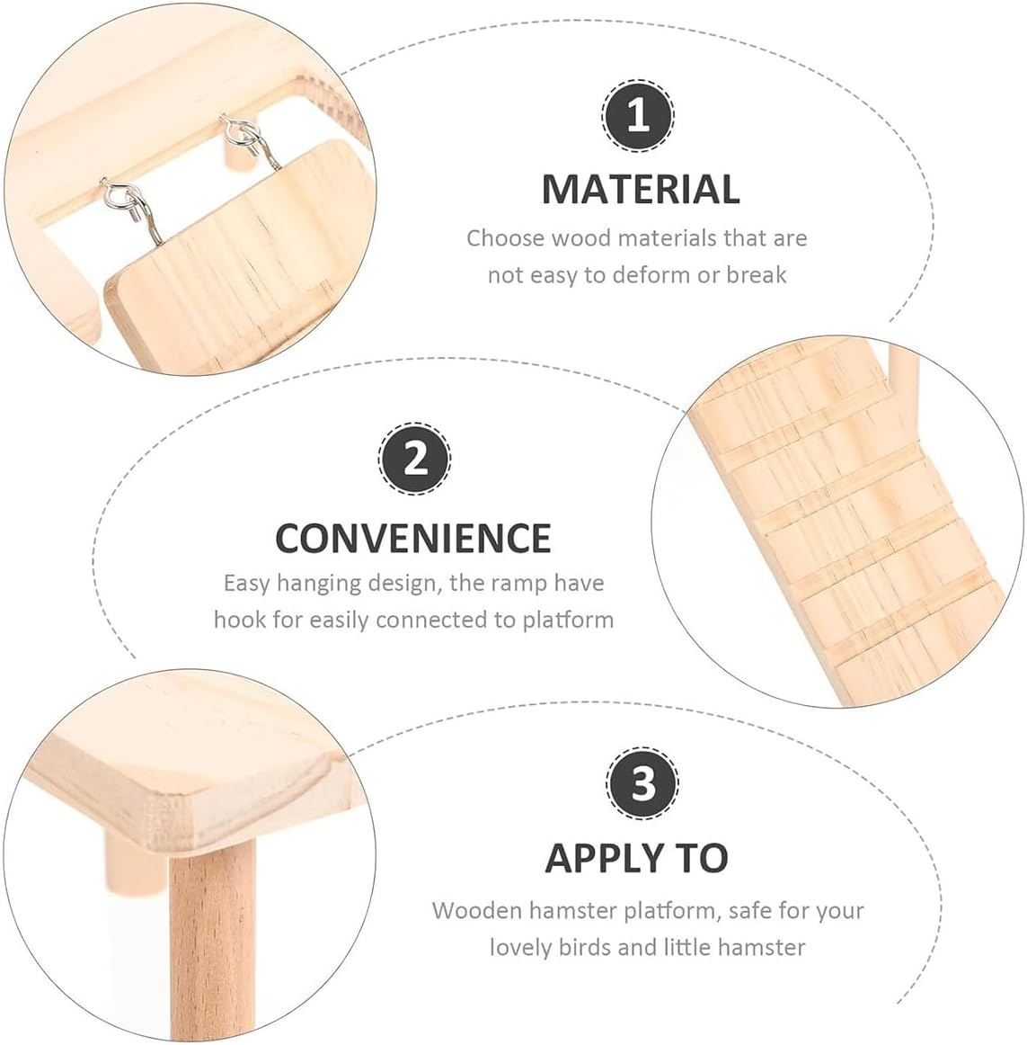 AIMALL Wooden Hamster Platform with Stairs &ndash; Natural Pine Small Animal Playground Landscape Table, Escape House for Syrian, Golden Bear, and Rutin Hamsters, L/U Shaped