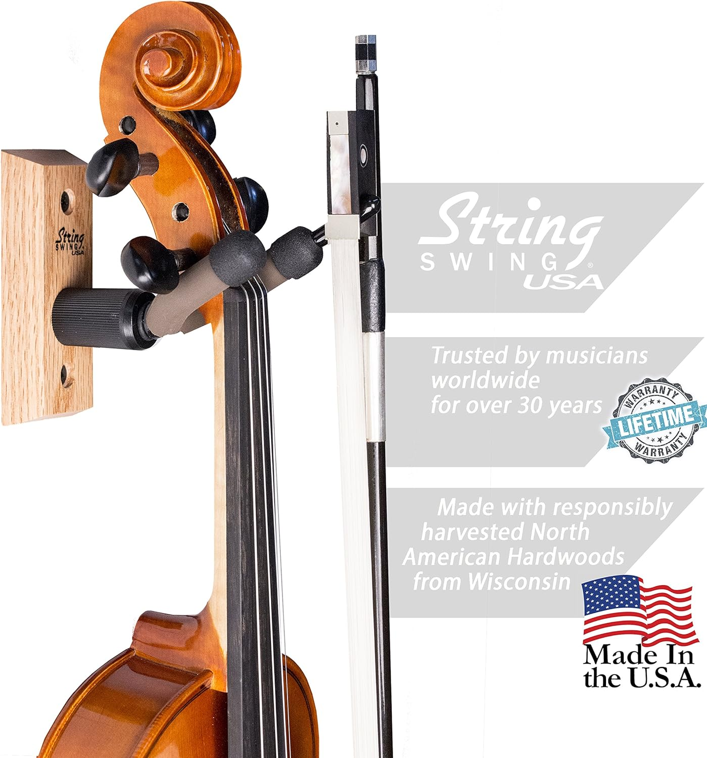 String Swing Home & Studio Violin Hanger - 4 Pack image number 3