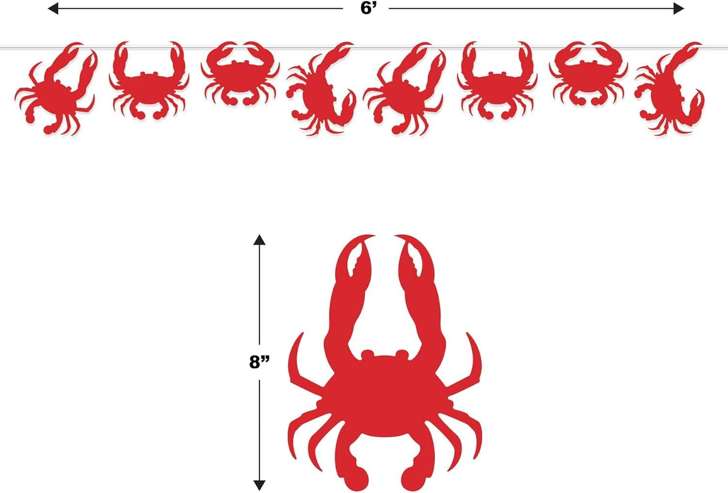 Beistle 2 Piece Crab Decorations Banners for Luau Theme Nautical Beach D&eacute;cor under the Sea Party Supplies, 8" X 6', Red image number 3