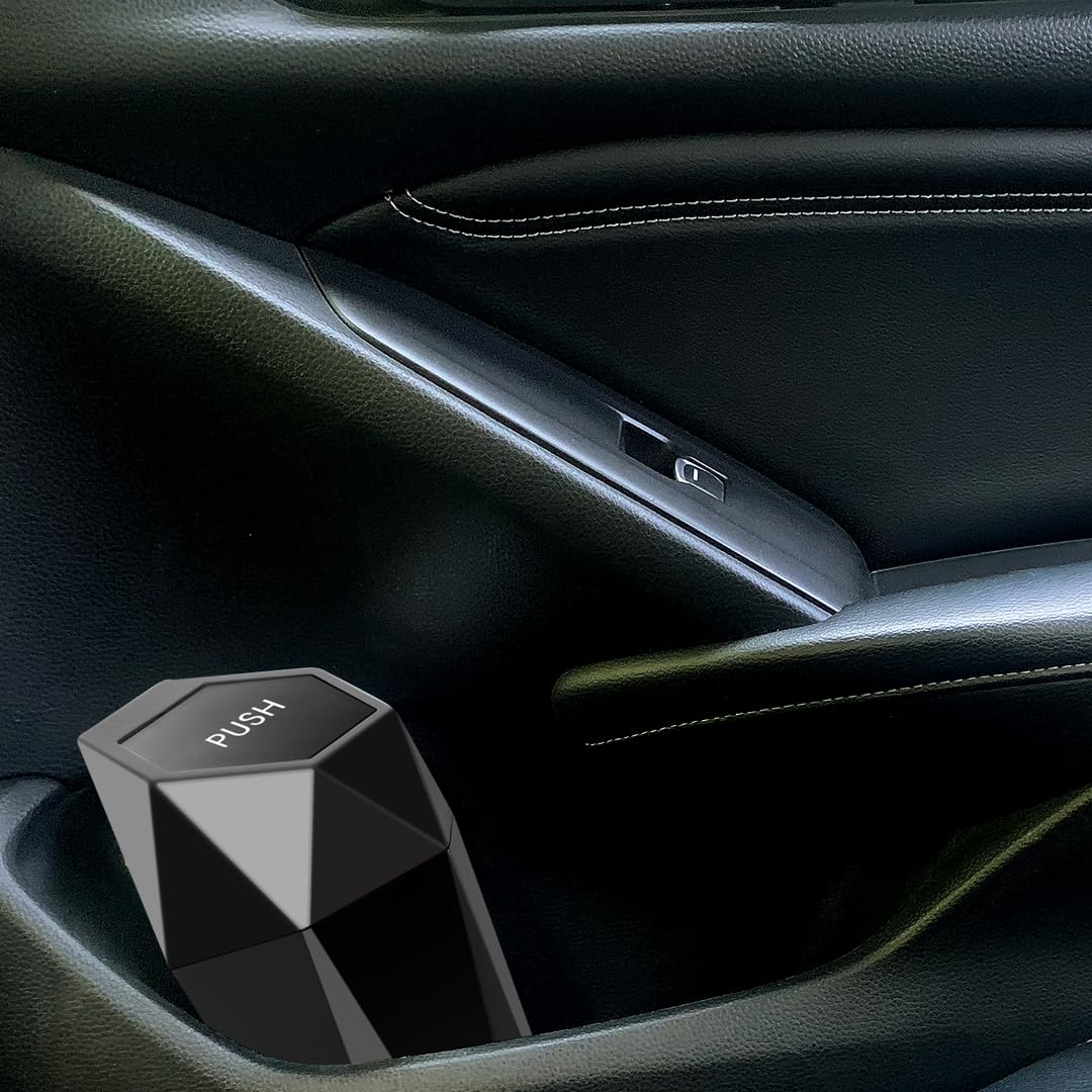 Ginsco Car Trash Can with Lid, 2 Pack Cup Holder Garbage Can for Car, Garbage Bin Cars Accessories for Interior, Leakproof Small Trash Bin, Mini Trash Can for Cars, Home, Bedroom, Office(Black) - 2, Blue image number 6