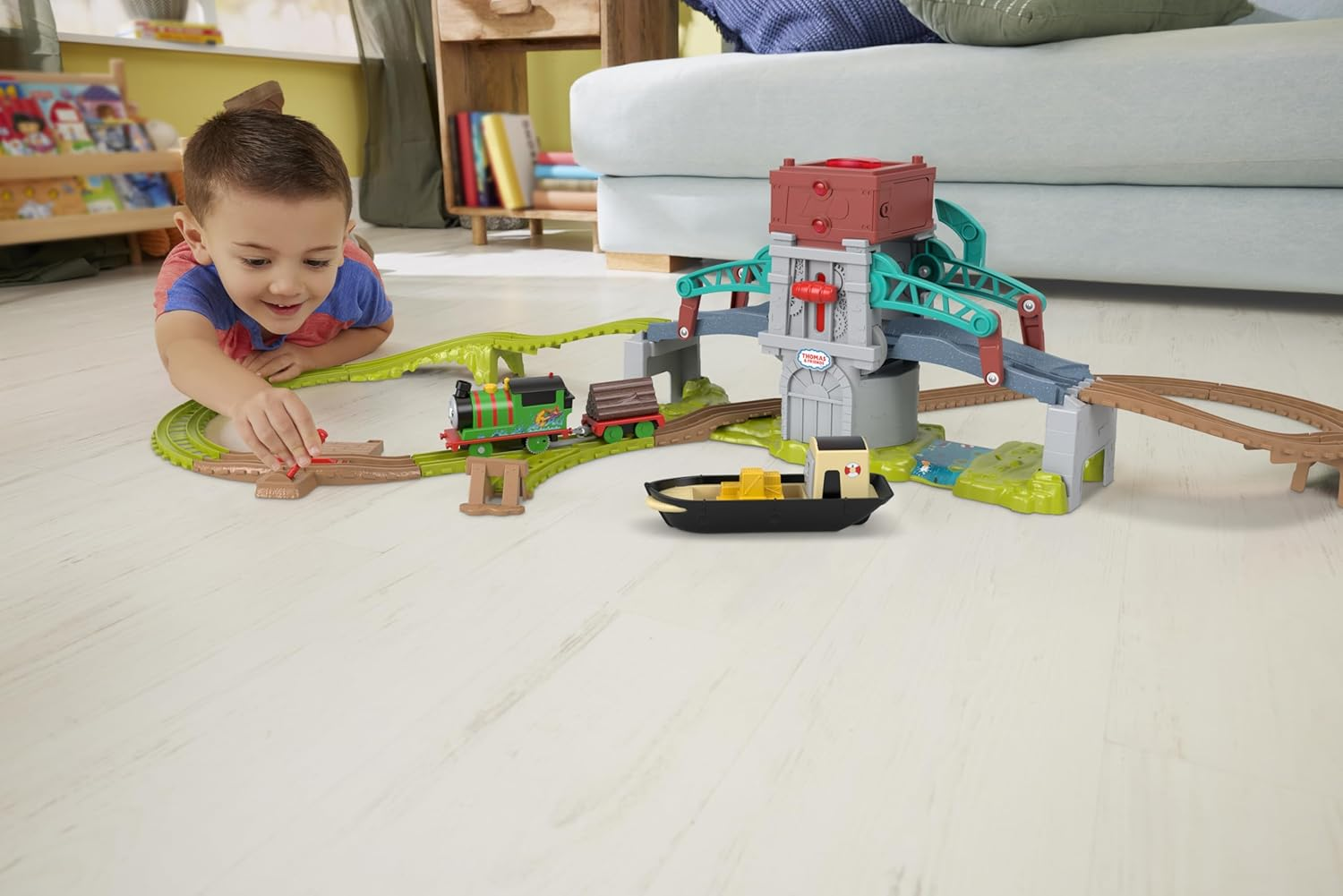 ​Thomas & Friends Train Set Talking Bulstrode & Which-Way Bridge Track Playset with Sounds & Percy Engine for Kids Ages 3+ Years, UK English Version image number 3