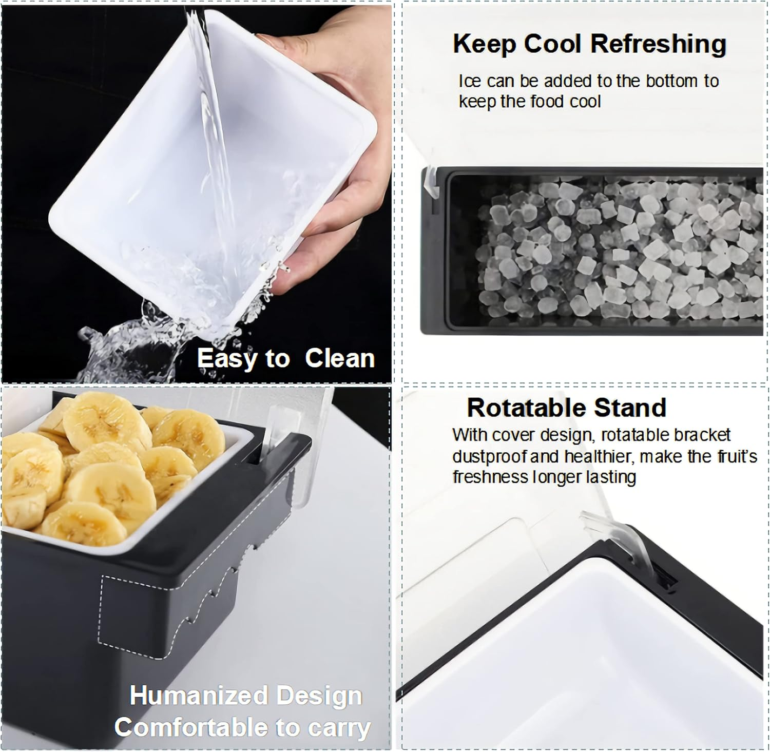 Food & Condiment Dispenser Ice Cooled Condiment Caddy,4 Compartment Garnish Stations Tray with Lid,4 Spoons,4 Forks,1 Fruit Knives,Chilled Condiment Server Caddyfor Bar Home Restaurant image number 5