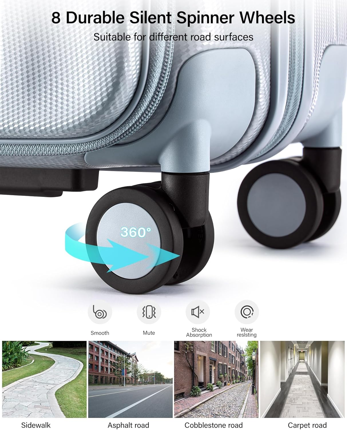 Hanke 26 Inch Expandable Luggage Top Opening Checked Bag Luggage Hard Shell Suitcases with Wheels Lightweight Travel Luggage Heavy Duty Luggage Suitcase with Lock for Woman Men-Grey image number 3