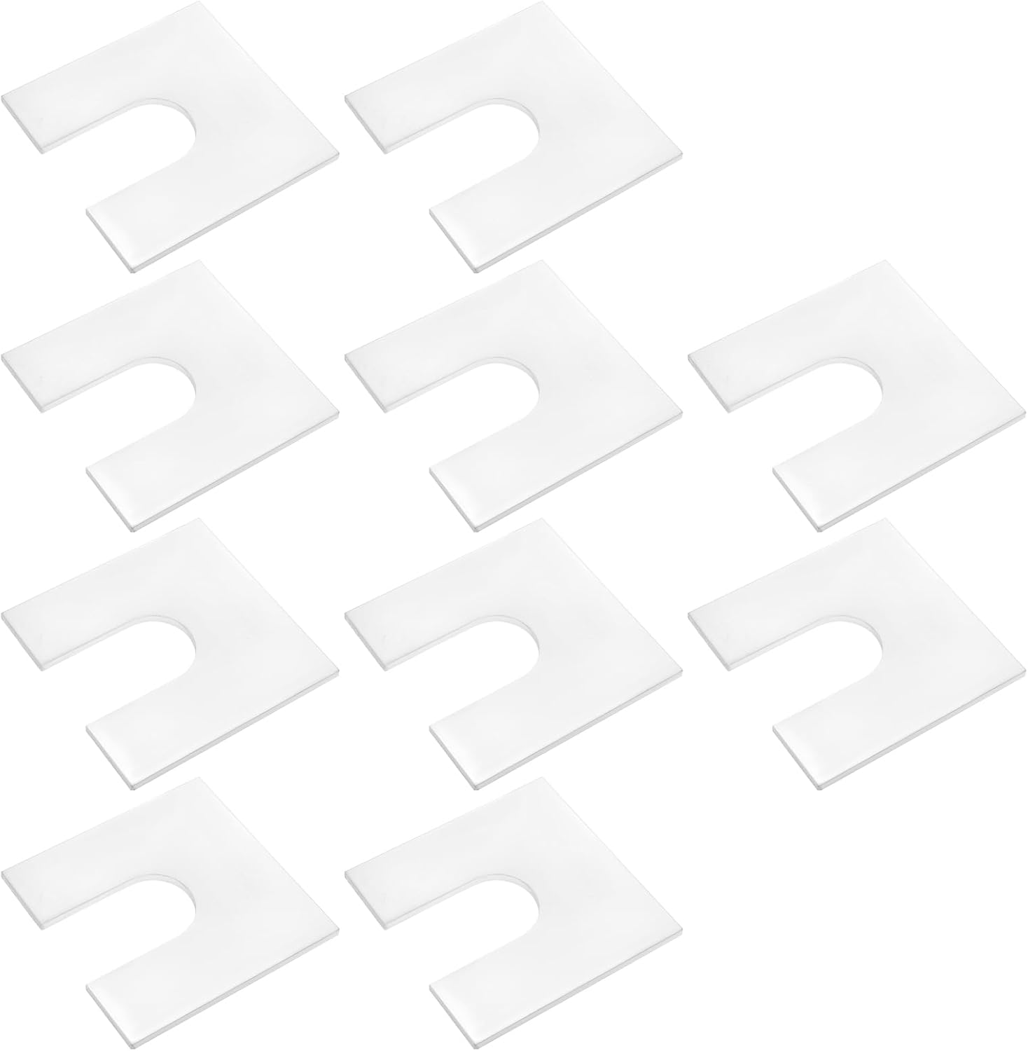 Emagtech 10Pcs Aluminium Packers Horseshoe U Shims Metal Spacers 50Mm X 50Mm with 17Mm Slots Fender Alignment U Shim Flat Plate Square Washer, 2Mm Thickness image number 5