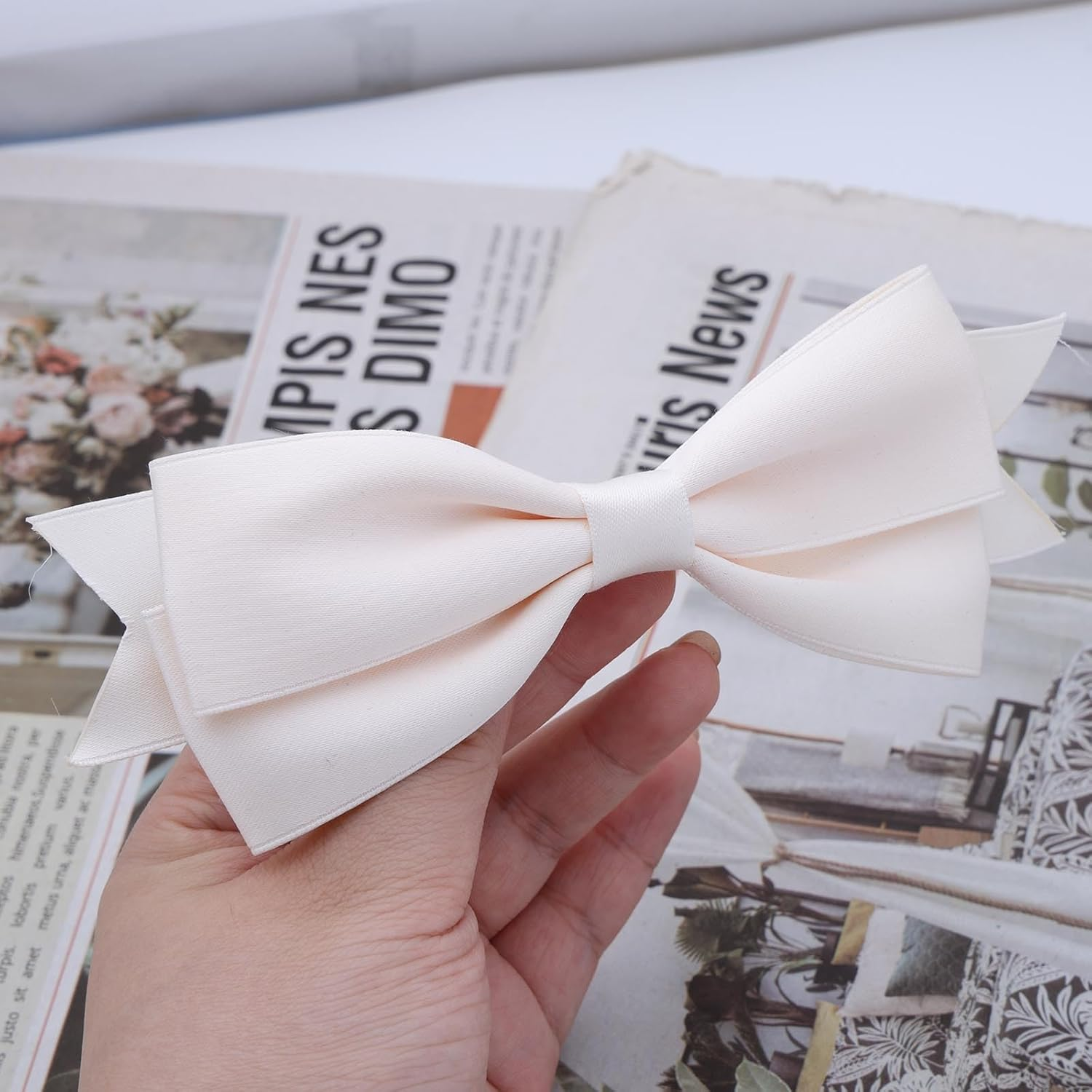 White Hair Bows for Women Bow Hair Clips Silky Satin Bow Clips Cute Hair Bow Clips French Hair Band Bow Wedding Bow Hair Bow Barrette Bowknot Hair Accessories Pink Red image number 6