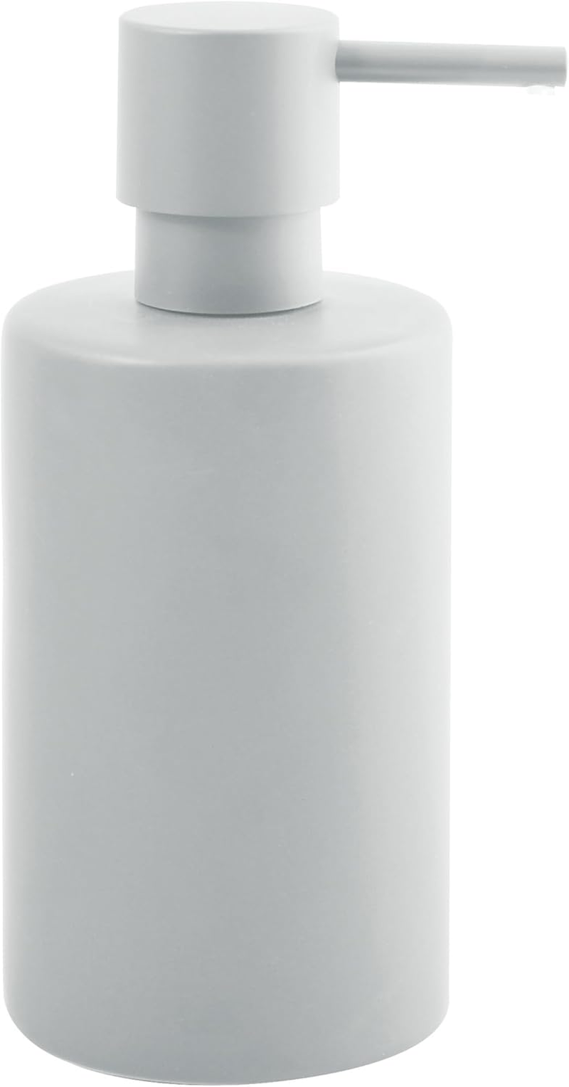 Spirella Soap Dispenser Tube, with Stainless Steel Pump, Liquid Soap Dispenser, Porcelain, 300 Ml, Long-Lasting and Robust, Matt White, White - Blue image number 4