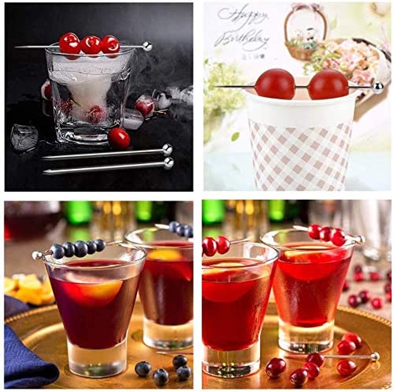 Stainless Steel Cocktail Picks Set, 15 Pcs Stainless Steel Martini Skewers Olive Drink Picks Set Reusable Fruit Sticks Metal Drink Pick for Olives, Fruit Garnish, Home, Bar image number 6