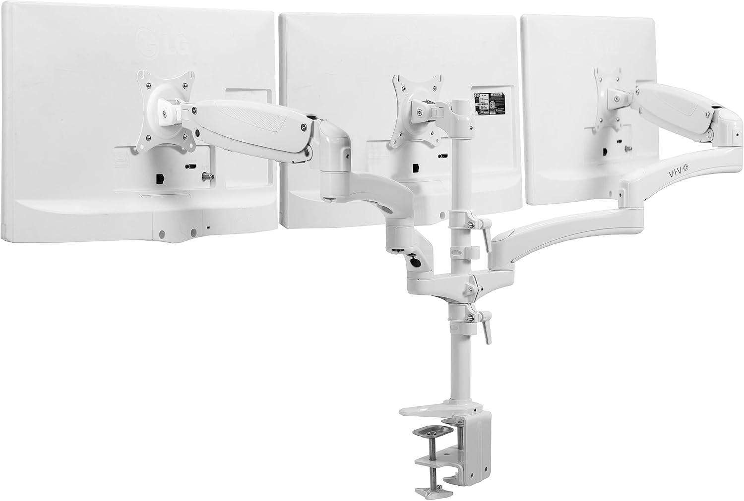 VIVO Dual Arm Computer Monitor Desk Mount with Pneumatic Height Adjustment, Full Articulation, Vesa Stand with C-Clamp and Grommet, Holds 2 Screens up to 32 Inches (Stand-V002K)