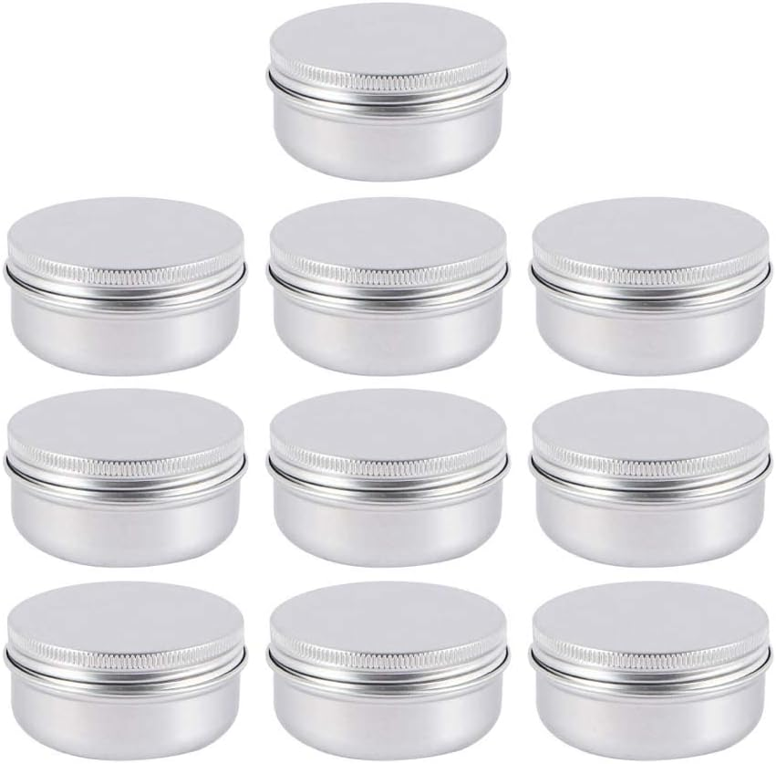 10 PCS 50Ml Aluminum Tin Jars round Metal Cosmetic Containers with Lids Screw Top Metal Cans Sample Pots for Lip Balm,Cream,Sample,Candy,Jewelry,Diy Crafts image number 4