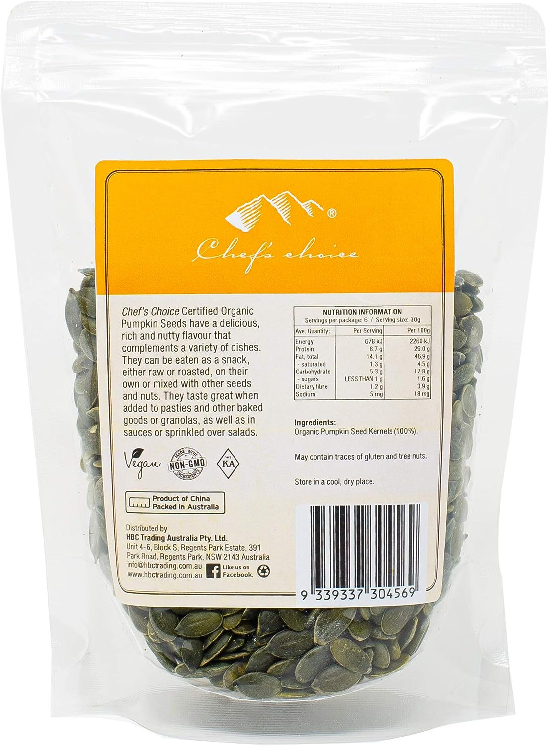 Chef'S Choice Organic Pumpkin Seed Kernals (Pepitas) 180 G image number 3