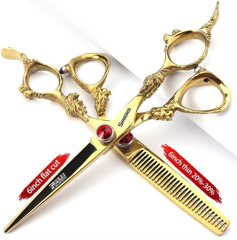 Gold 6/78/9 Inch Professional Haircut Scissors, Multifunctional Haircut Scissors Set (6 Inch 4 Pieces) image number 5
