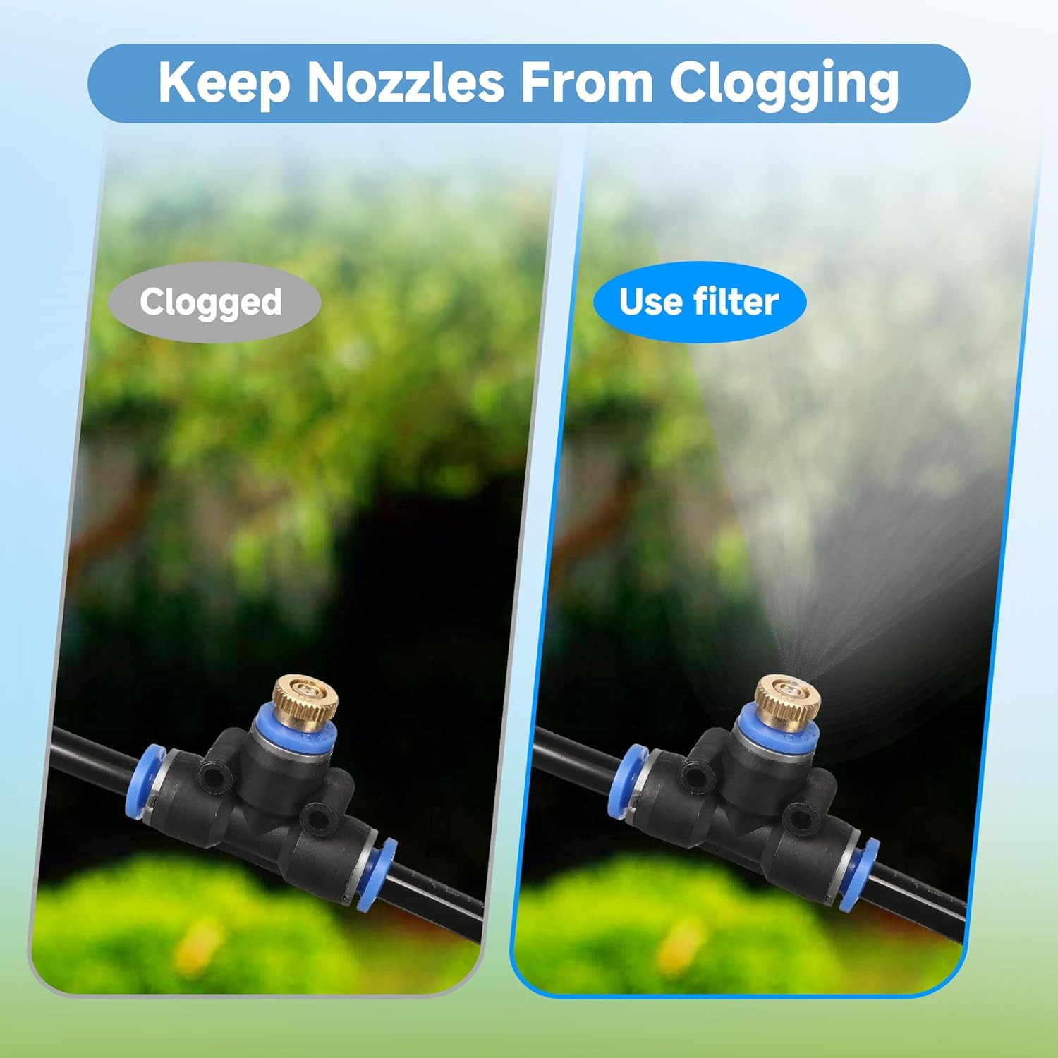 Mornajina Calcium Inhibitor Filter for 3/4" Standard Garden Hose and Faucets, Inline Sediment Anti-Scale Mister Filter for Outdoor Misting System Mist Nozzle, Preventing Scale Buildup from Clogging Up