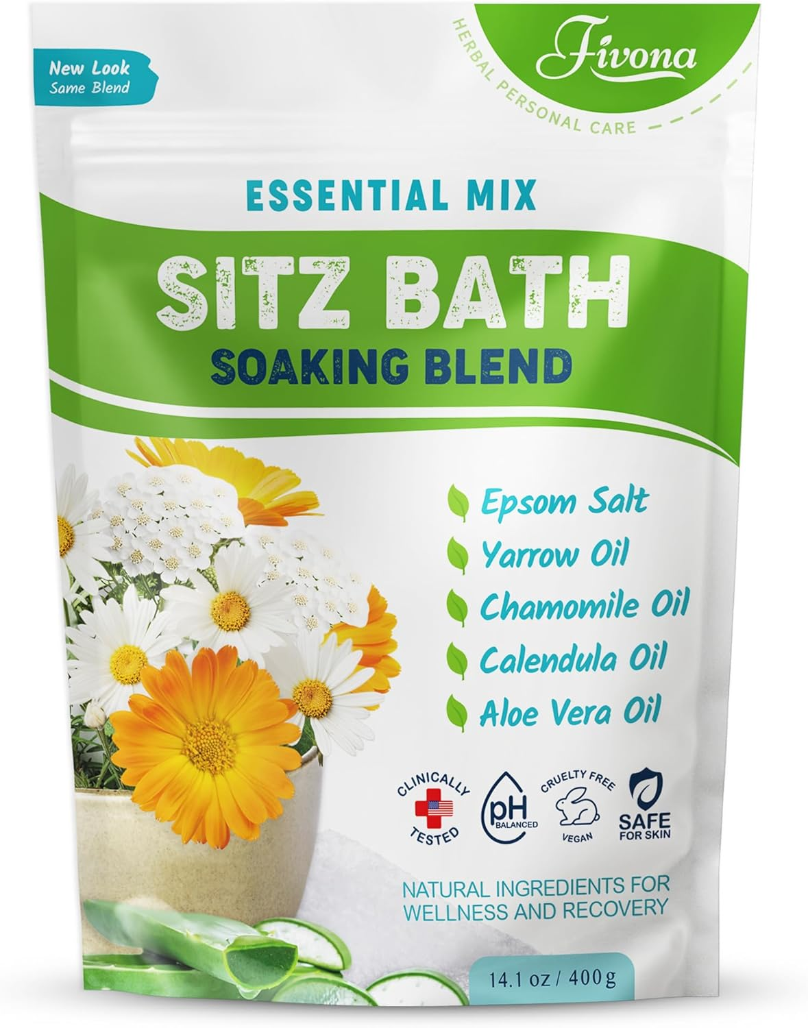 Fivona All Natural Sitz Bath Soaking Blend - Epsom Salt with Pure Essentials Oils - for Hemorrhoid, Fissure, Postpartum Care, Bartholin Cyst Treatment - Essential Mix for Self Care - 14.1 Ounces image number 5