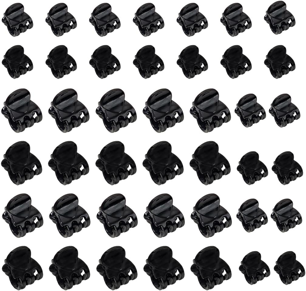 DLPRK Pack of 40 Mini Hair Clips Hair Claw Clip Plastic Hair Claw Non-Slip Grip Jaw Clips for Girls and Women (Black)