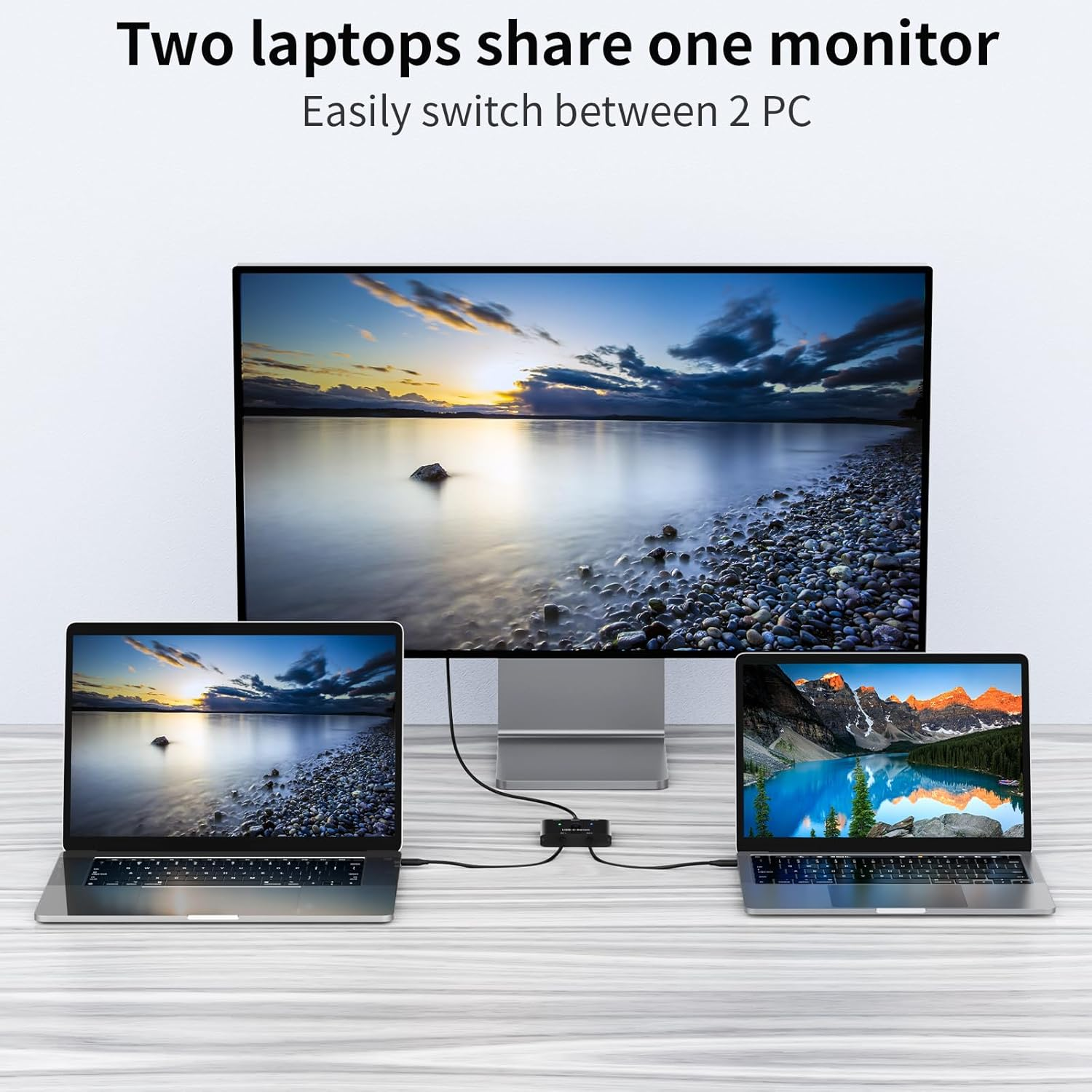 USB C Switch,Bi-Directional USB C Switcher 2 Computers,Type C KVM Switch 8K@60Hz 4K@120Hz Video/10Gbps Data Transfer/100W Charging,Compatible with Thunderbolt Device, 20Gbps Cables Included image number 1