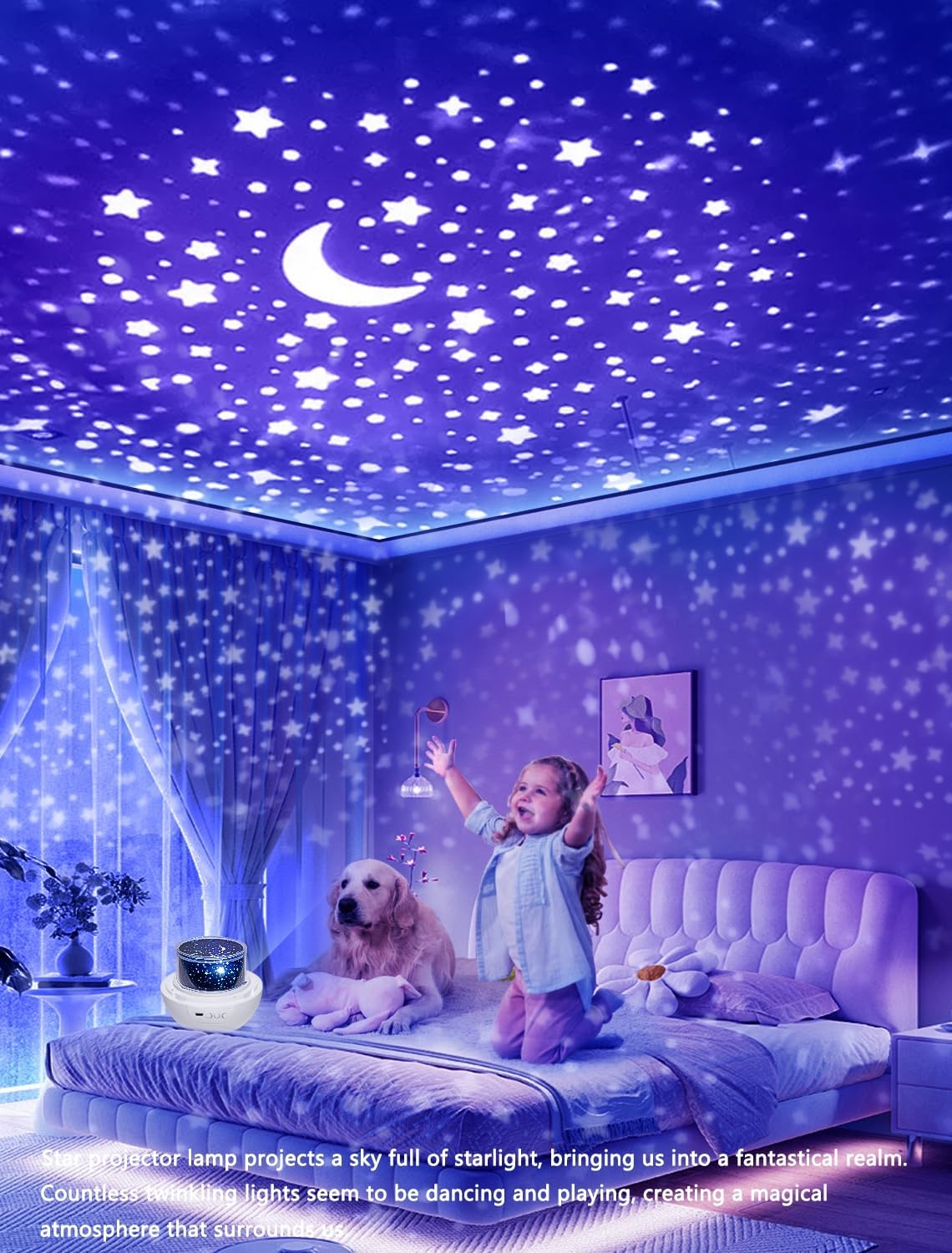 21 Sets of Films, Projector Night Light for Kids, Kids Night Light Projector for Bedroom, Ceiling, Star Galaxy Projector with 360&deg; Rotation Dimmable for Girls, Birthday, Christmas, Nursery, Room Decor image number 1