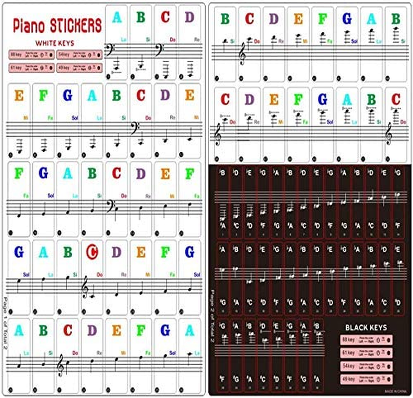 Piano Stickers for Keys, Yalloy Colorful Piano Keyboard Stickers for 88 61 54 49 Full Set Stickers Removable and Transparent, Leaves No Residue, Ideal for Piano Beginners Learning Piano or Keyboard image number 5