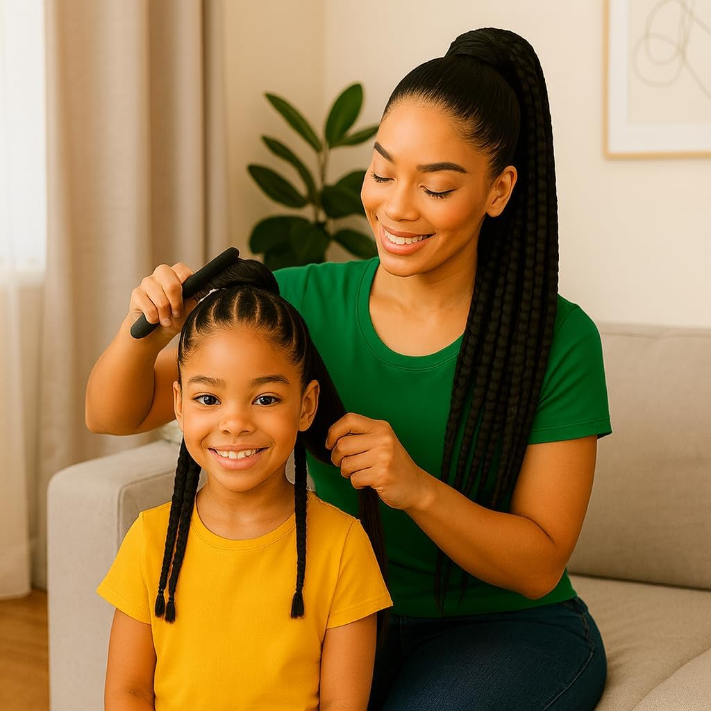 Maadali Extra Large Hair Bobbles for Frizzy, Curly, Thick Hair, 4 Pieces, 4.5 Cm Diameter, 5.5 Mm Thick, Strong and Comfortable Hold without Marks - Black Rubber Bands - Hair Accessories image number 1