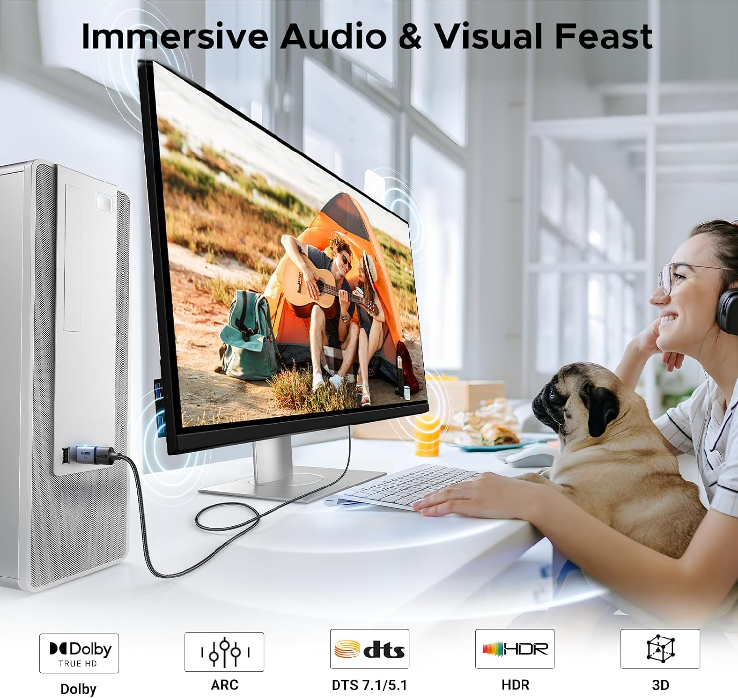 UGREEN 2-Pack 4K Displayport 1.2 to HDMI 2.0 Adapter Unidirectional Male to Female Converter Aluminum Compatible with Desktop, Laptop, Monitor, HDTV, AMD, NVIDIA image number 1