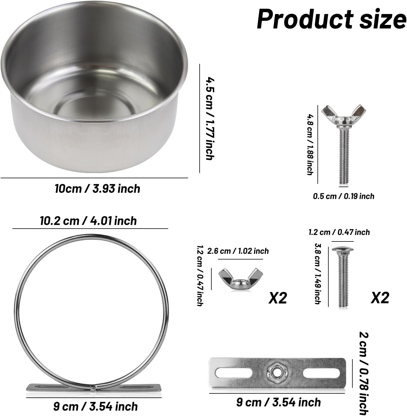 Luckyopt 11 Oz Bird Cage Feeding Bowl, Removable Hanging Metal Bird Bowls for Cage Prevent Tipping and Movement, Sturdy Small Animal Bowls for Hamsters, Parrots, Squirrels, Rabbits (10 X 4.5 Cm)