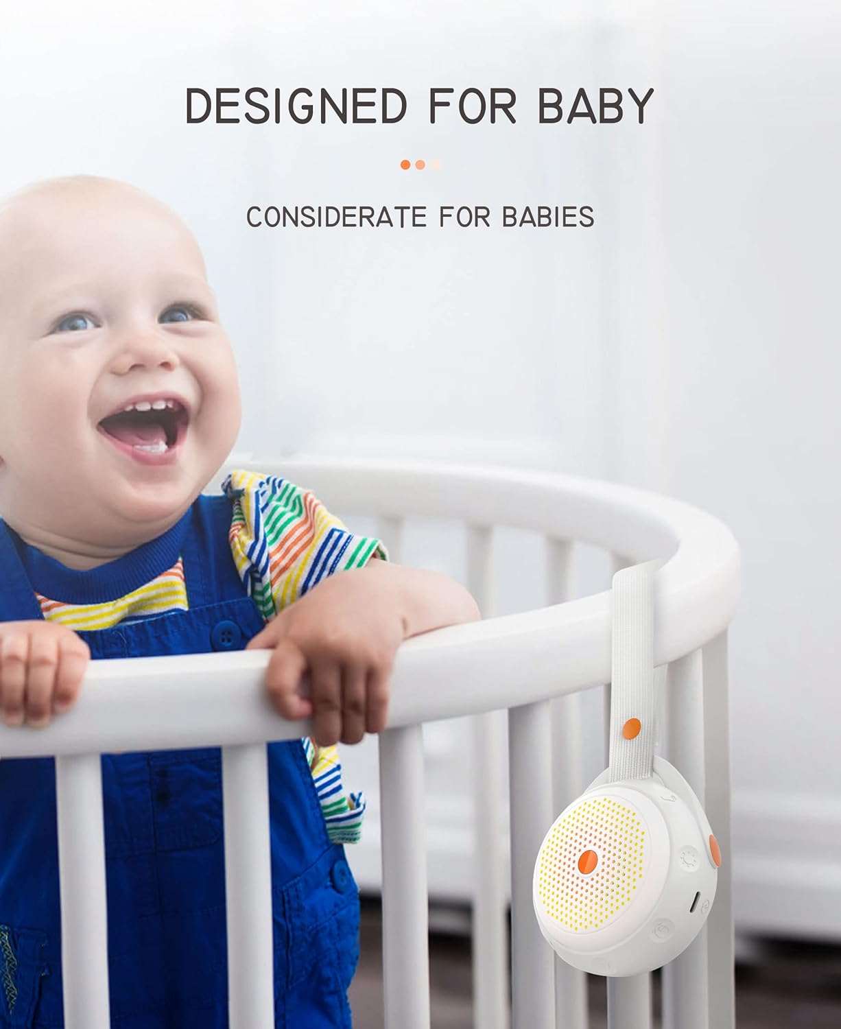 Elesories S2 White Noise Machine, Portable Sound Machine for Babies,12 Soothing Sounds, Adjustable LED Light, Child Lock, Wireless Speaker, up to 72 Hours Battery Life-Soothing Baby, Better Sleep image number 4