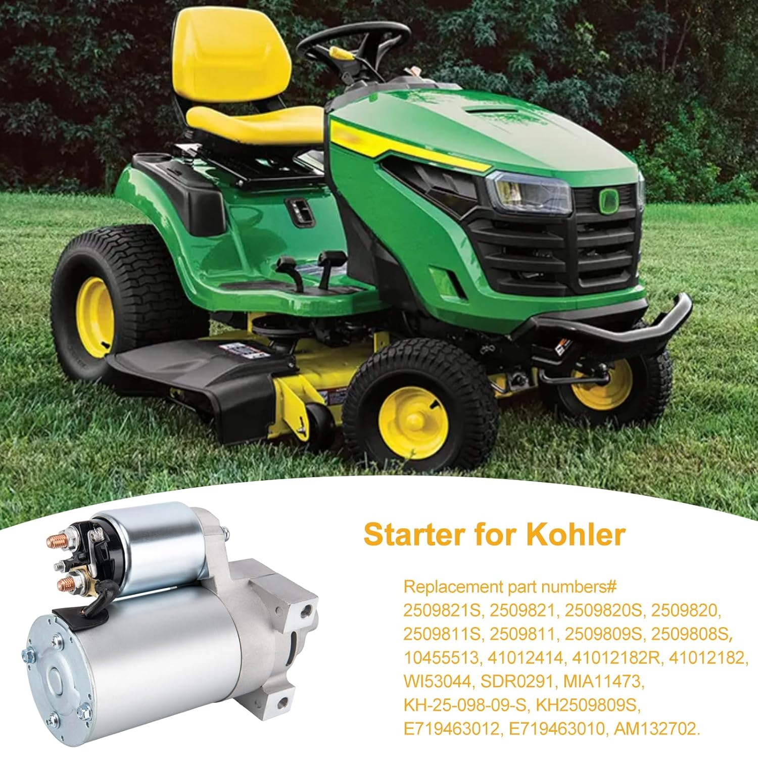 Starter for Kohler 2509808 2509809 2509811 8000335 15 16 17 18 20 21 22 23 25 26 27 28 30 31 HP, 10 Teeth Starter Motor Replacement for John Deere Toro Cub Cadet 2176-5252 M48-60 LT GT Zforce image number 3