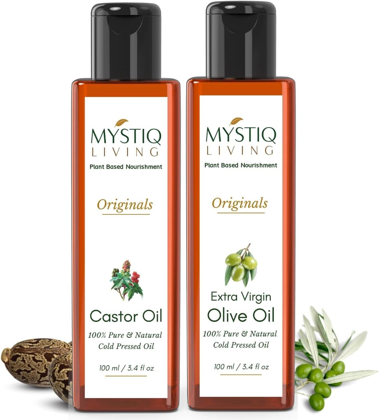 Mystiq Living Originals Combo - Extra Virgin Olive Oil and Castor Oil - 200ML (Pack of 2) - 100ML Each | Hair Growth & Skin Care | Cold Pressed, 100% Pure and Natural image number 6