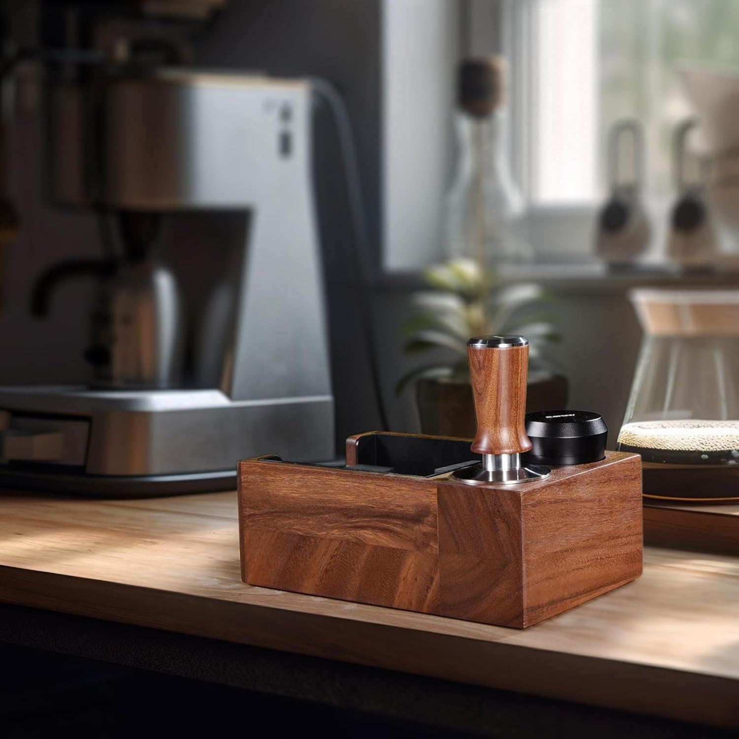 MATOW 58.5Mm Espresso Hand Tamper, Dual Calibrated Spring Loaded Coffee Tamper with Stainless Steel Ripple Base, Pro-Barista 30Lbs Espresso Tamper with Red Rosewood Handle Fits 58Mm Portafilter