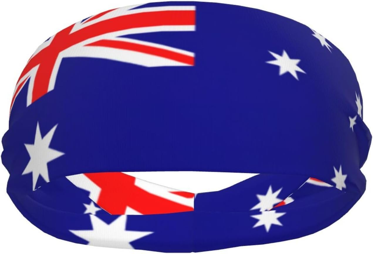 Australian Flag Sports Headband&Hairbands Sweatband for Running,Workout,Basketball,Yoga Unisex Wide Headband image number 4