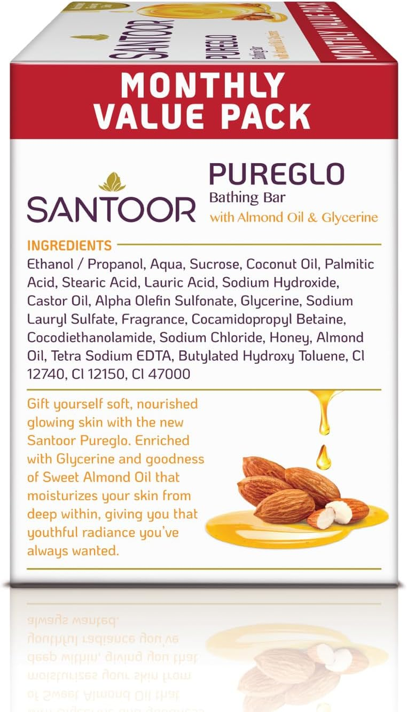 Santoor Pure Glo Glycerin Soap - 125Gm (Pack of 3) image number 3