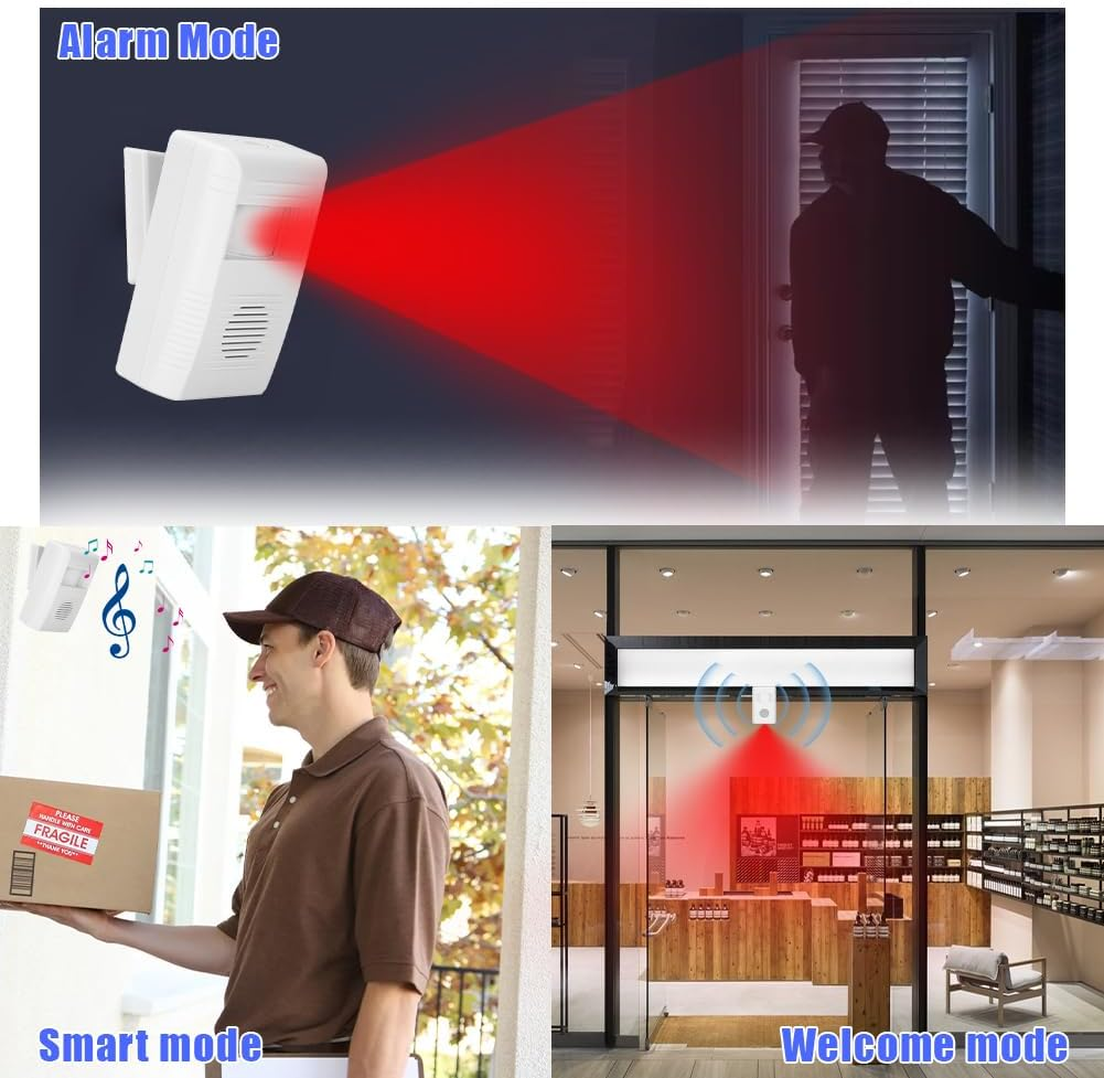 Entry Welcome Sensor, Doorbell Human Body Induction Infrared Sensor Door Greeting Doorbell Motion Detector Alarm for Home Shop Store Garage Driveway Mailbox Alert Visitor Bell (Batteries Not Included) image number 3