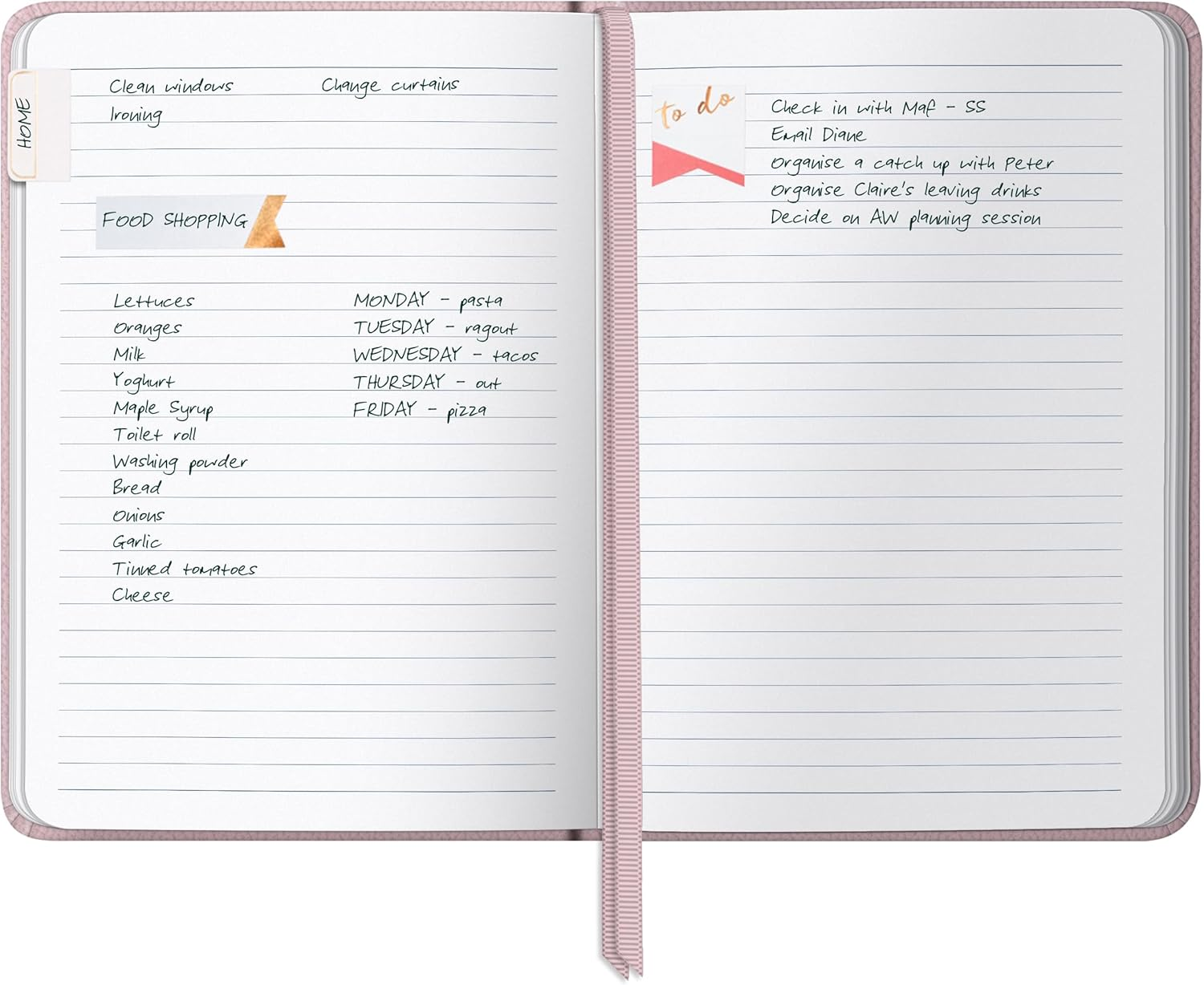 Busy B A5 Busy Life Notebook Pink Faux Leather Cover - Perfect for Students, Teachers, Work & More with Lined Pages, Undated Month Planners, Stickers, Storage Pocket & Elastic Closure