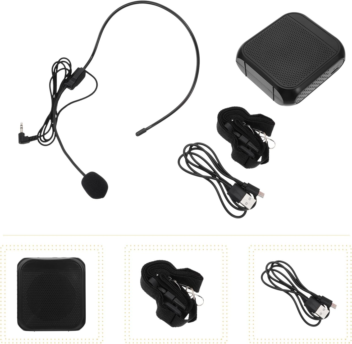 Veemoon Wireless Portable Voice Amplifier Loudspeaker for Teachers and Street Vendors, Rechargeable Dc 3.7V Sound Amplifier with Wireless Connection, Compact Black Speaker for Outdoor image number 2