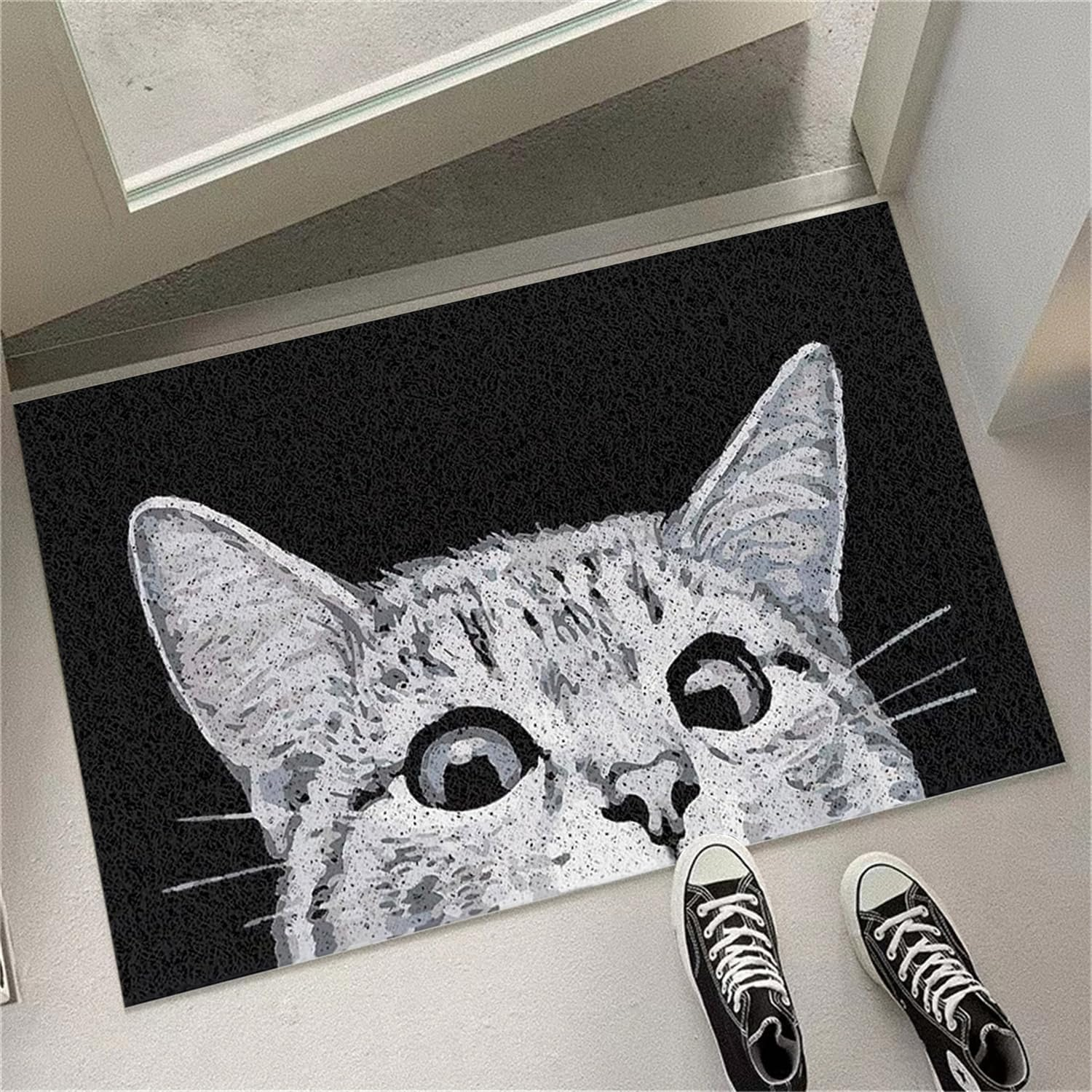 Cat Front Door Mat Outdoor Mud Absorbent, 45&times;75Cm Welcome Mat for Indoor & Outdoor, Doormat Entrance Mat Rug outside Patio/Inside Entry Way, Anti-Slip Mats Rubber Backing, Durable & Washable (B) image number 4