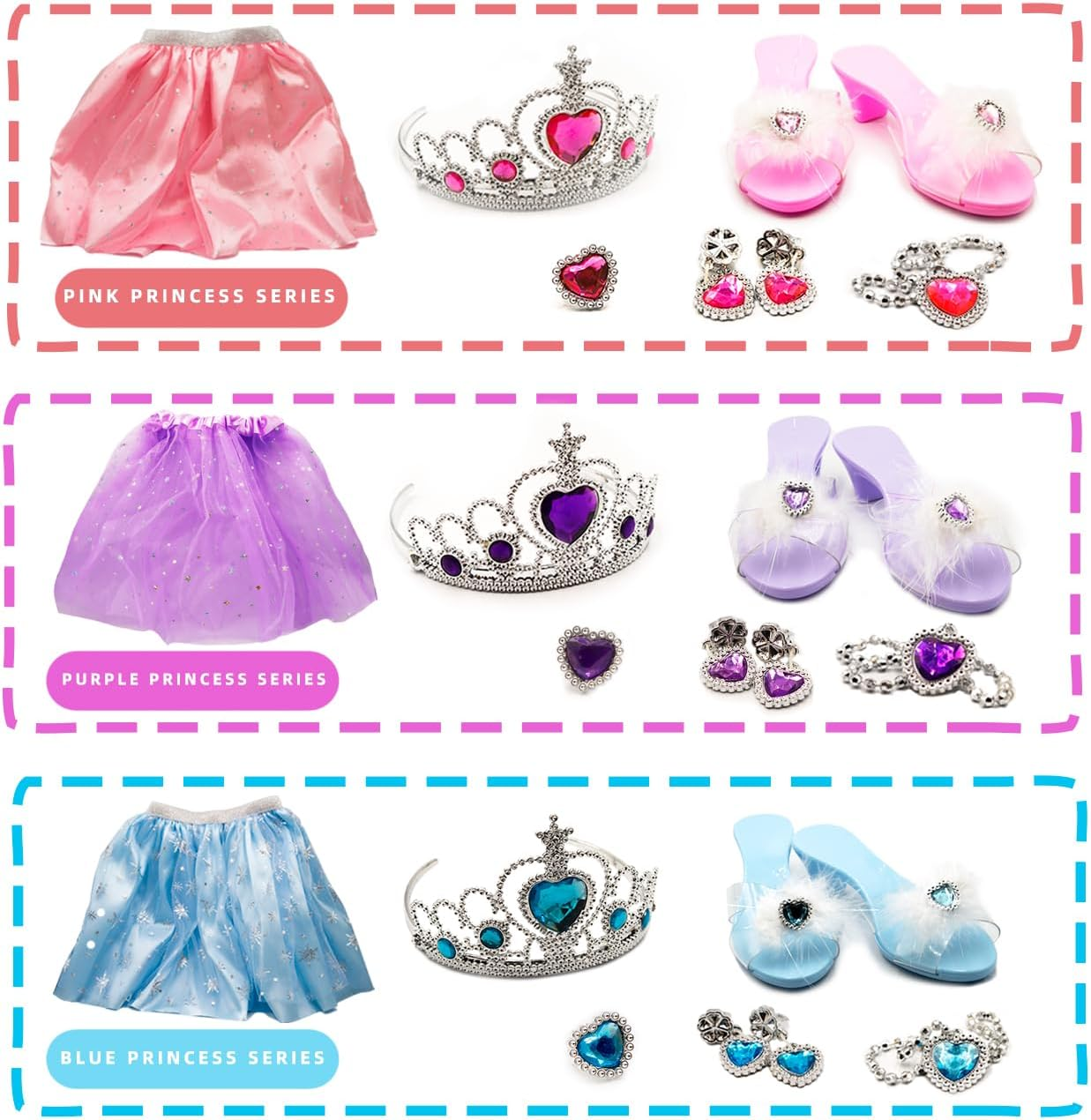Princess Dress-Up Toys and Jewelry Set &ndash; Colorful Costumes with Skirts, Shoes, Crowns, and Accessories for Girls Ages 3-6, Perfect for Role Play and Dress-Up Fun image number 4