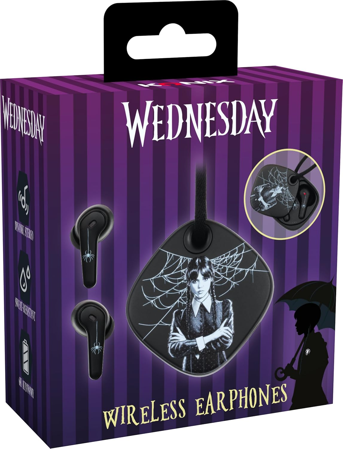 Konix Wednesday Drahtlose Kopfh&ouml;rer F&uuml;r Smartphones Und Tablets - Akkulaufzeit 6 Std. + 22 Std. Geh&auml;use - Wasserdicht IPX4 - Bluetooth - Schwarz image number 5