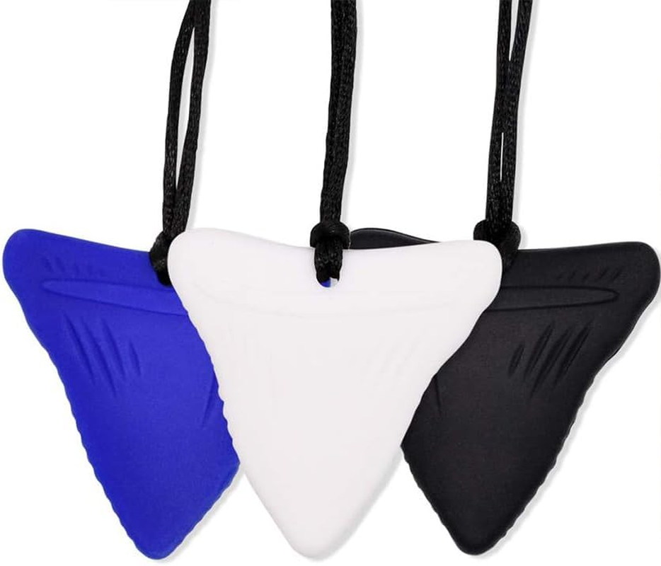 Chew Necklace for Sensory Kids & Adults - 3 Pack Silicone Chewy Necklaces for Autism, ADHD, Anxiety - Safe, Stylish, and Durable